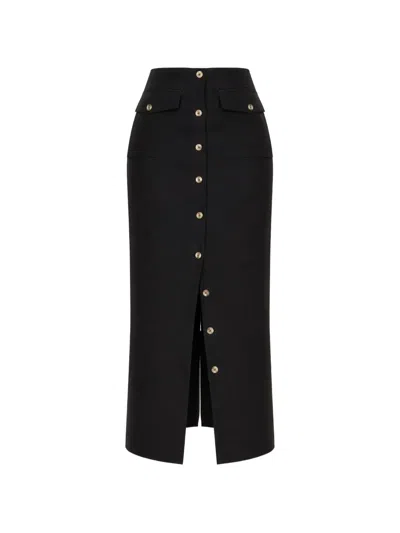 Reformation Buttoned Midi Skirt In Black