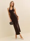 Reformation Cacio Silk Dress In Black Bean