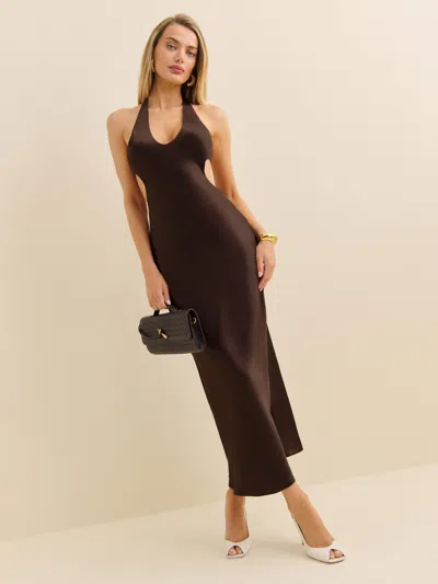 Reformation Cacio Silk Dress In Black Bean