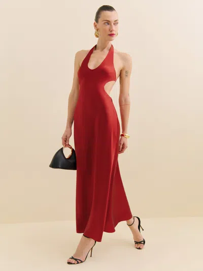 Reformation Cacio Silk Dress In Sundried Tomato