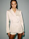 Reformation Caden Satin Blazer In Neutral