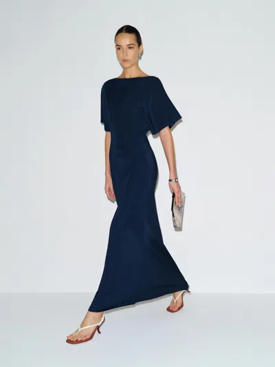 Reformation Caila Silk Dress Blue Xl
