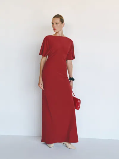 Reformation Caila Silk Dress Red Large