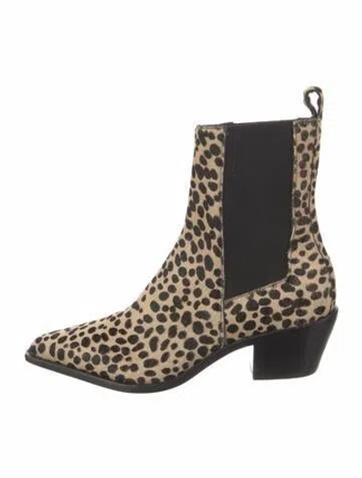 Pre-owned Reformation Calf Hair Animal Print Chelsea Boots In Neutral