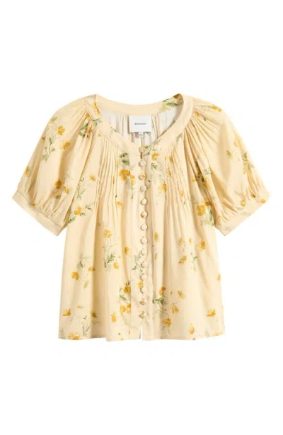 Reformation Calia Floral Cotton Blend Top In Neutral