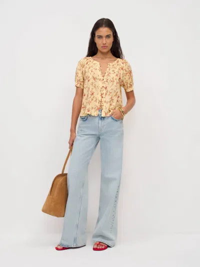 Reformation Calia Top Yellow Xl In Neutral