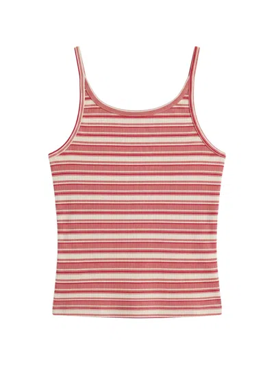 Reformation Calie Striped Ribbed Tank Top In Pink