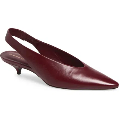 Reformation Calista Leather Slingback Pump In Burgundy