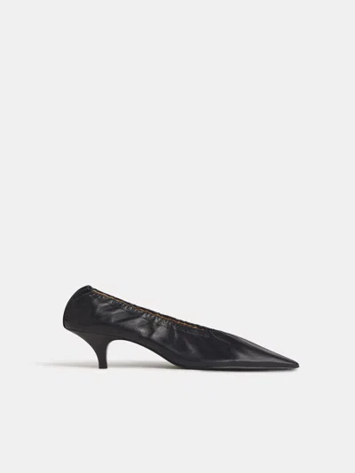 Reformation Calista Scrunch Heel Black Leather 5 In Multi