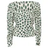 Reformation Calla Polka-dot Blouse In White And Green Cotton In Green
