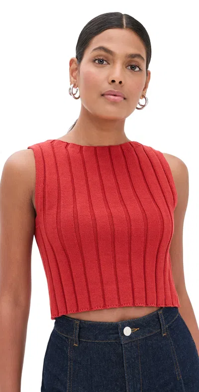 Reformation Callie Cotton Ribbed Sweater Tank In Sundried Tomato