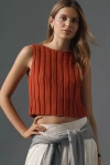 Reformation Callie Cotton Ribbed Sweater Tank In Red
