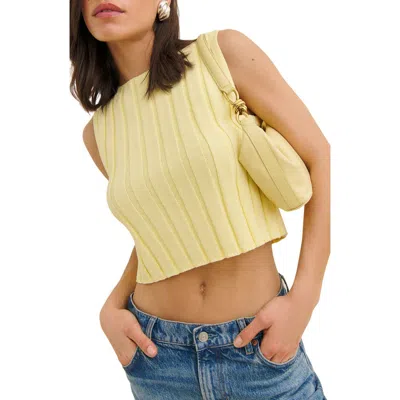Reformation Callie Rib Organic Cotton Crop Sweater Tank In Pineapple