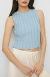 Reformation Callie Sleeveless Organic Cotton Rib Sweater In Mineral