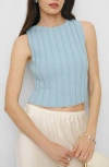Reformation Callie Sleeveless Organic Cotton Rib Sweater In Mineral