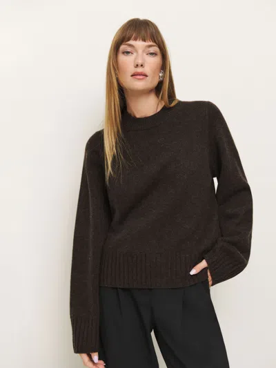 Reformation Calloway Regenerative Wool Crew In Espresso