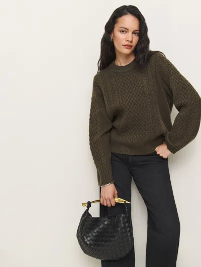 Reformation Calloway Regenerative Wool Crew In Kelp Cable
