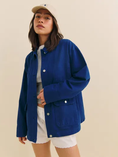 Reformation Callum Denim Chore Jacket In French Blue