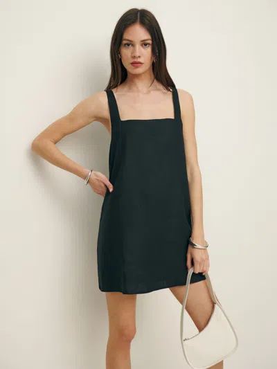 Reformation Cami Linen Dress In Black