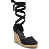 Reformation Camilla Lace Up Espadrille Wedge Sandal In Black