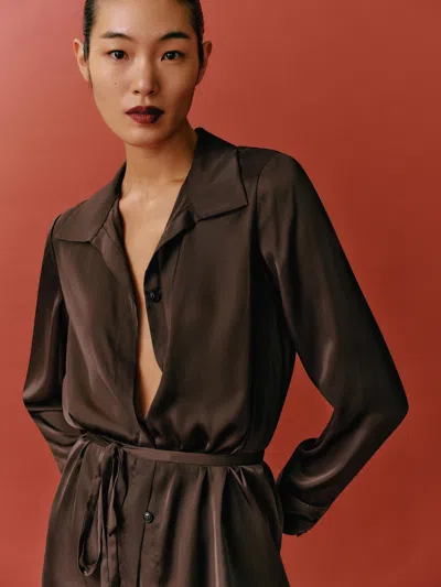 Reformation Camilla Silk Top In Brown