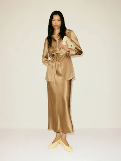 Reformation Camilla Silk Top Yellow 12