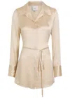 Reformation Camilla Waist-tie Silk Shirt In Neutral