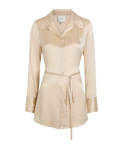 Reformation Camilla Waist-tie Silk Shirt In Nude