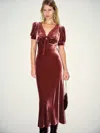 Reformation Camille Velvet Dress In Burgundy