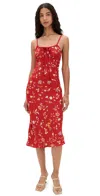 Reformation Camira Floral Empire Waist Slipdress In Red