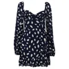 Reformation Cammi Polka-dot Crepe Mini Dress In Navy Blue Viscose In Blue