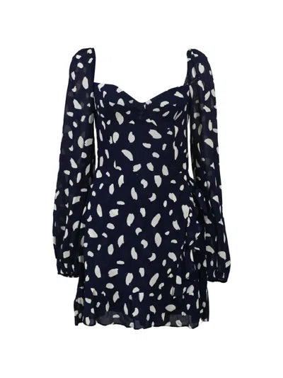 Pre-owned Reformation Cammi Sweetheart-neck Mini Dress In Blue