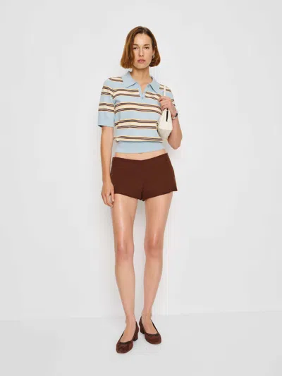 Reformation Campbell Cotton Polo Sweater In Blue
