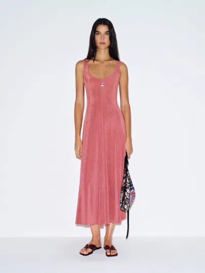 Reformation Campbell Knit Dress Red Xl In Pink