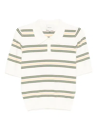 Reformation Campbell Cotton Polo Sweater In Fior Di Latte Multi Stripe