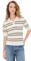Reformation Campbell Polo Sweater Fior Di Latte Multi Stripe In Fior Di Latte Multi Stripe