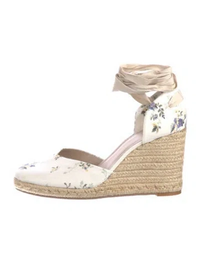 Pre-owned Reformation Canvas Floral Print D'orsay Pumps In White