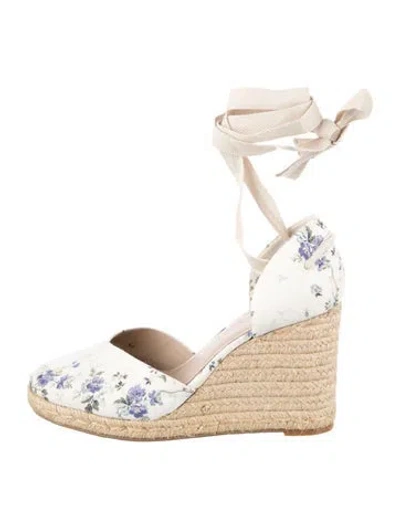 Pre-owned Reformation Canvas Floral Print Pumps In White