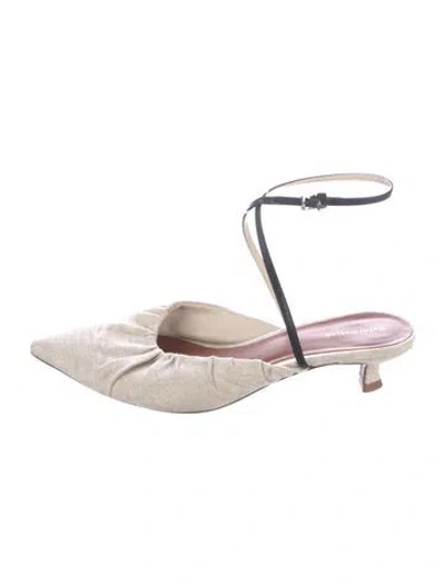 Pre-owned Reformation Canvas Slingback Pumps In Neutral