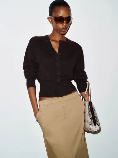Reformation Cardigan En Cachemire Ronnie Marron L
