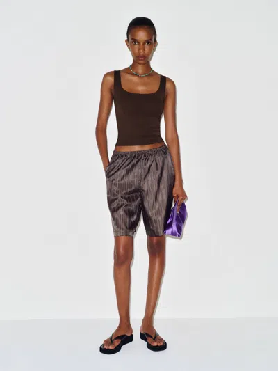 Reformation Carla Knit Top Brown Medium In Black