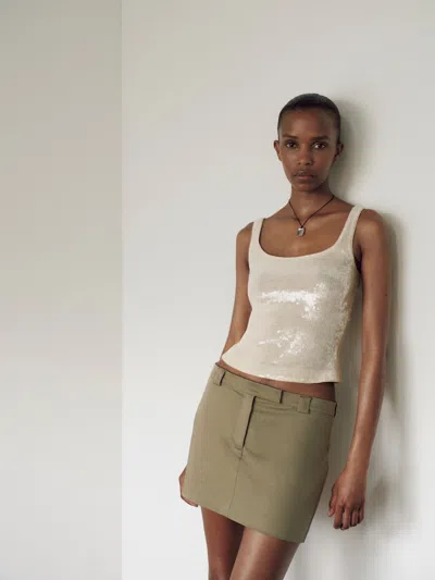 Reformation Carla Knit Top Champagne Xl In Neutral