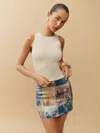 Reformation Carla Low Waist Silk Skirt In Collage