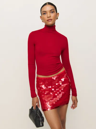 Reformation Carla Low Waist Skirt In Candy Apple