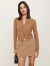 Reformation Carla Low Waist Wool Skirt In Camel