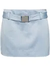 Reformation Carla Low Waist Belted Satin Skirt In Blue