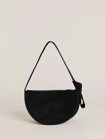 Reformation Carlotta Shoulder Bag In Black Suede