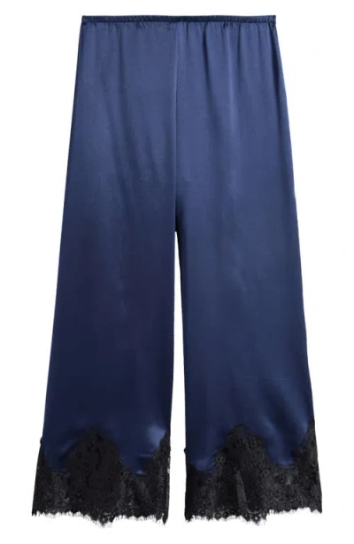 Reformation Carolina Silk Lace Hem Pant In Black