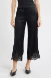 Reformation Carolina Silk Lace Hem Pant In Black