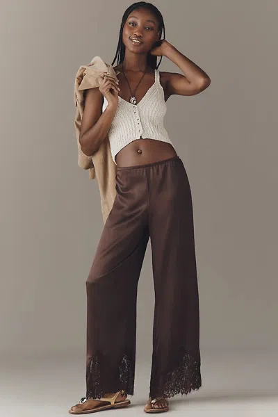Reformation Carolina Silk Lace Pants In Brown